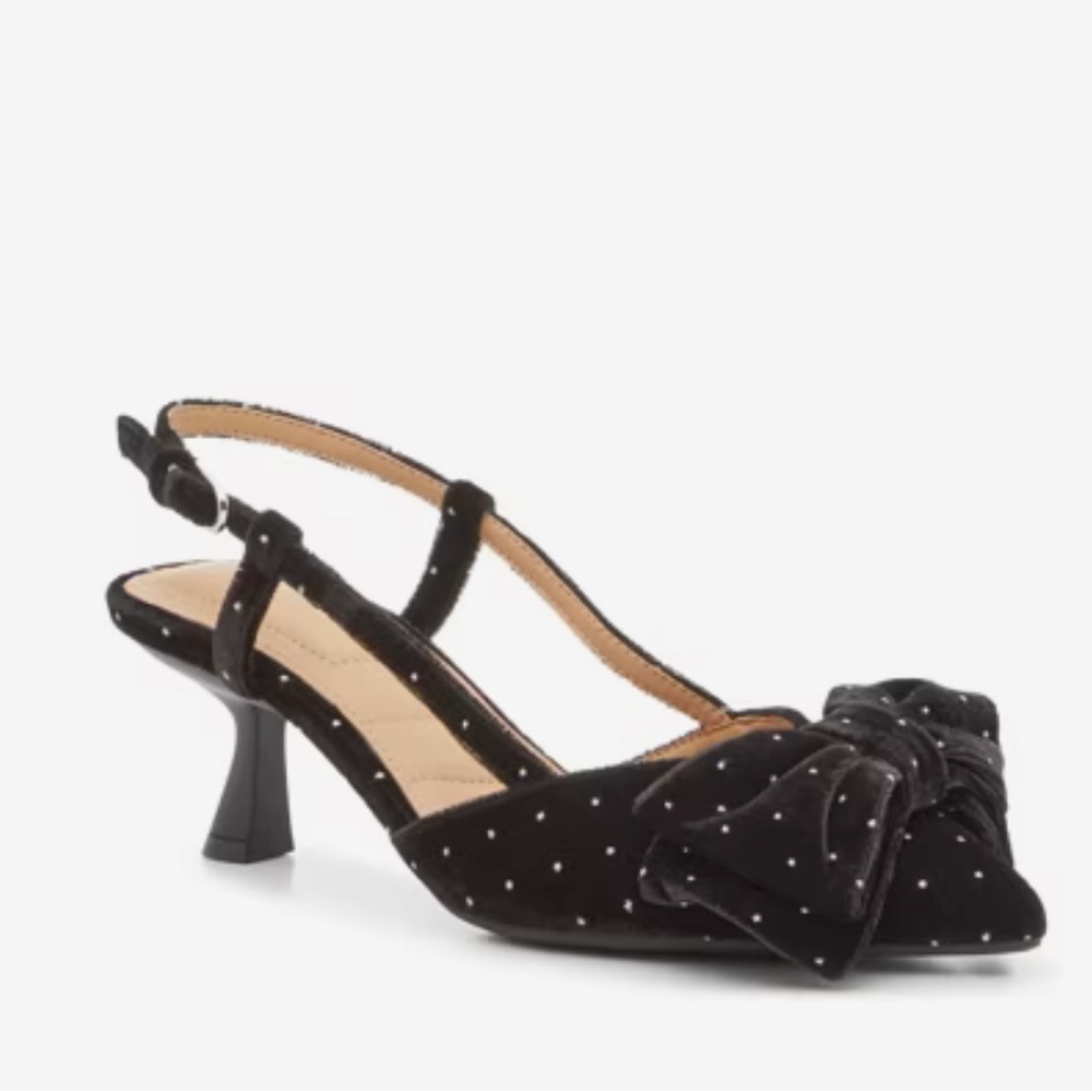 Kelly & Katie Black Velvet Bow Pumps
